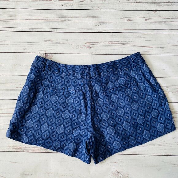 Cynthia Rowley Blue Linen Tribal Print Size 6 Boho Womens Shorts Ikat - Picture 6 of 6